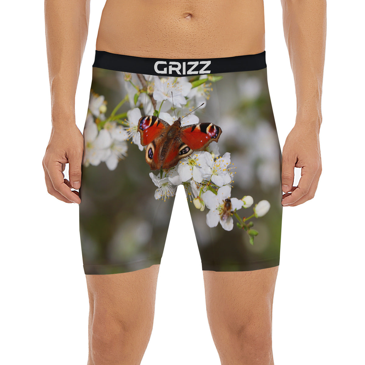 Butterfly Blossom Flower Print Boxer Briefs-grizzshop