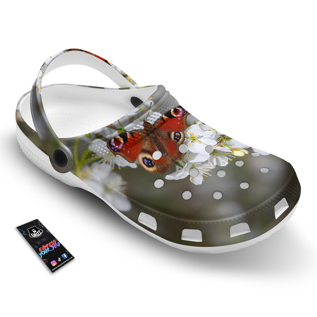 Butterfly Blossom Flower Print Clog-grizzshop