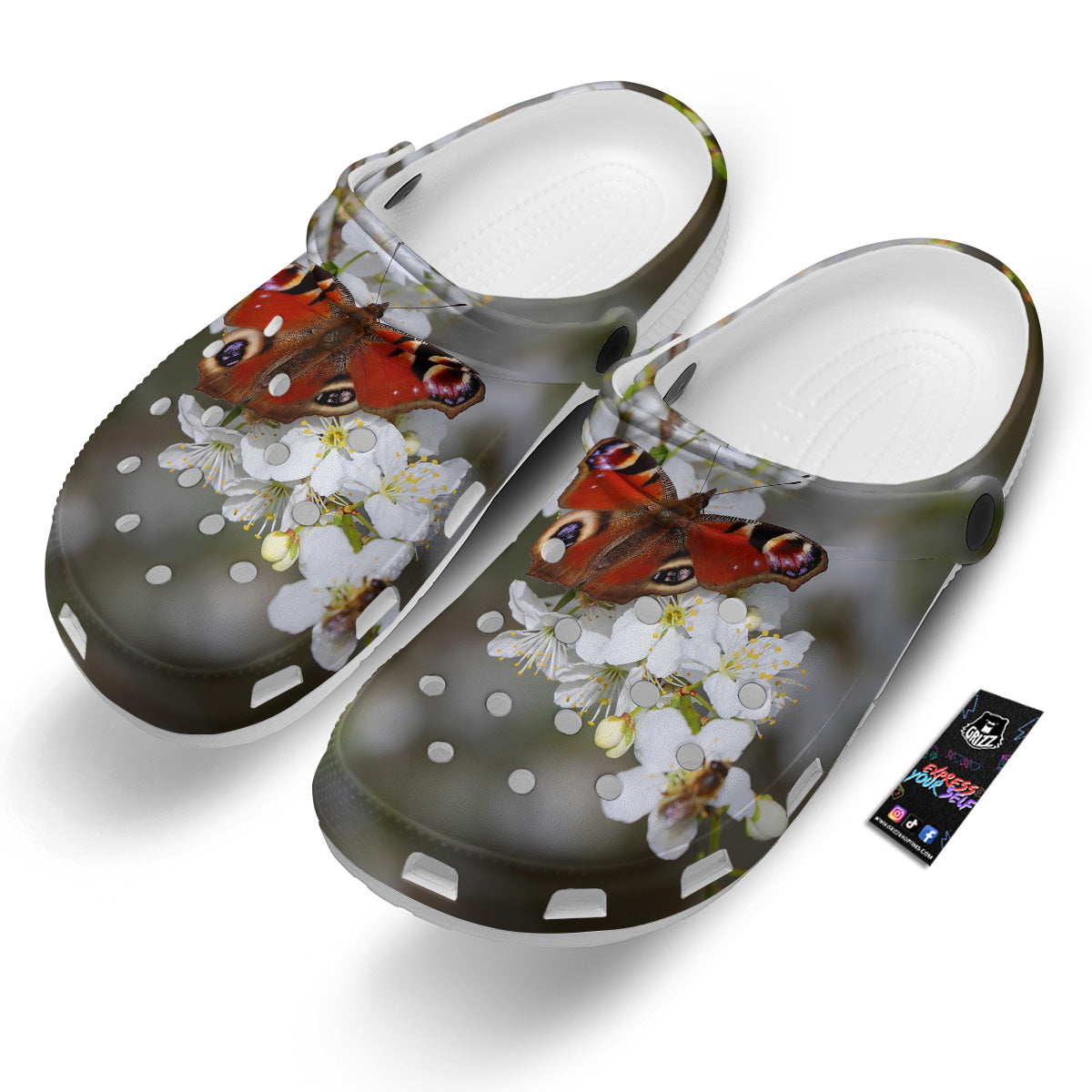 Butterfly Blossom Flower Print Clog-grizzshop