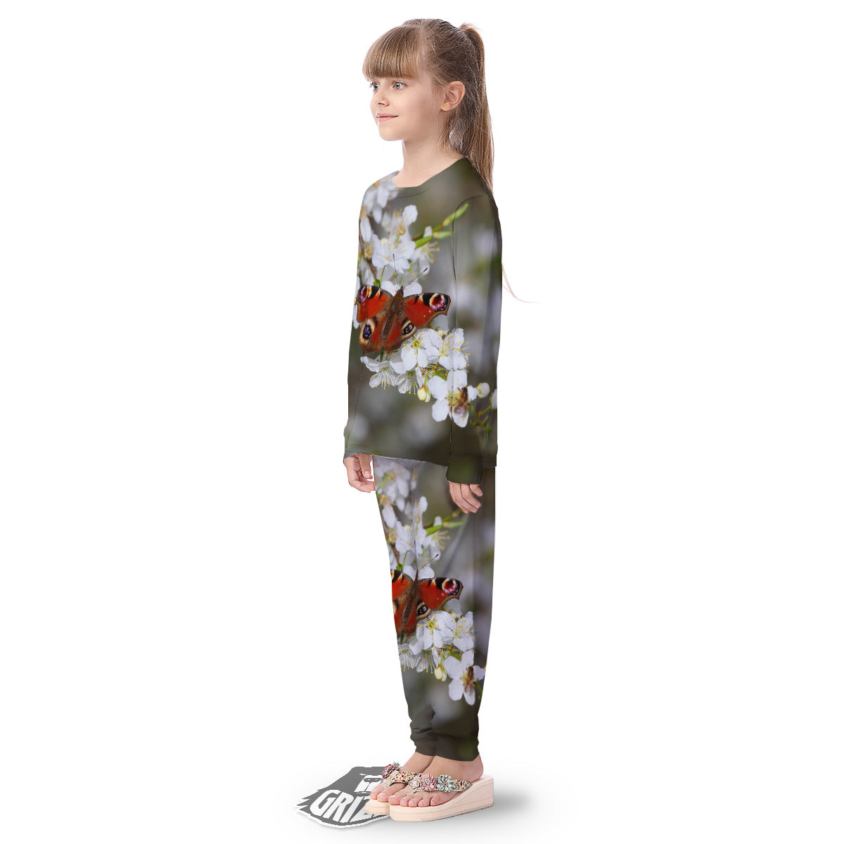 Butterfly Blossom Flower Print Kid's Pajamas-grizzshop