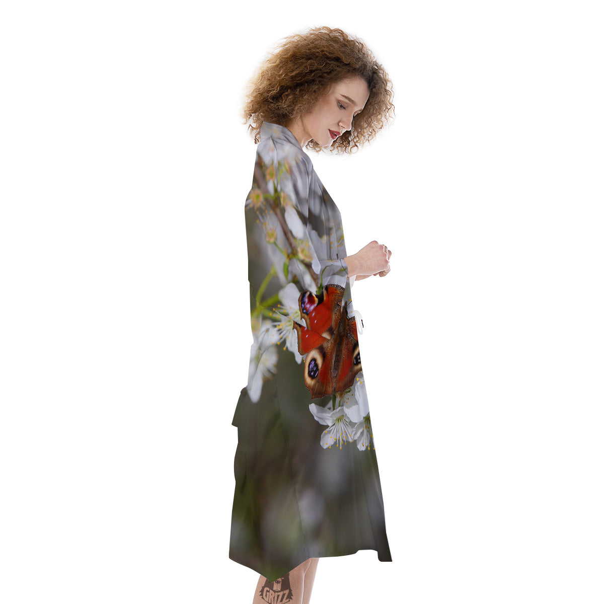 Butterfly Blossom Flower Print Kimono-grizzshop
