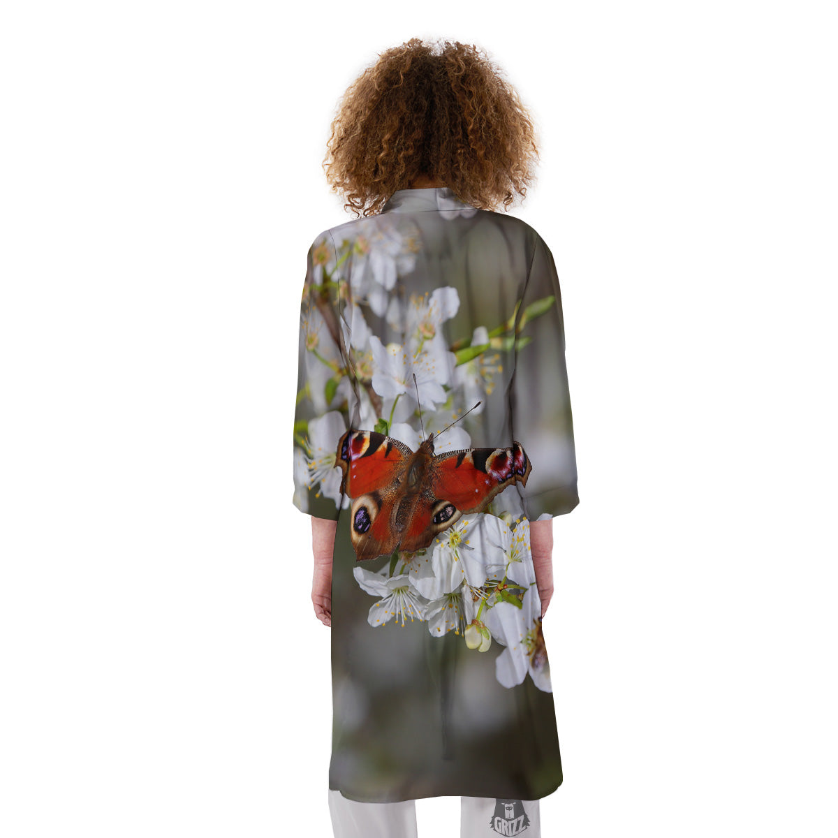 Butterfly Blossom Flower Print Kimono-grizzshop