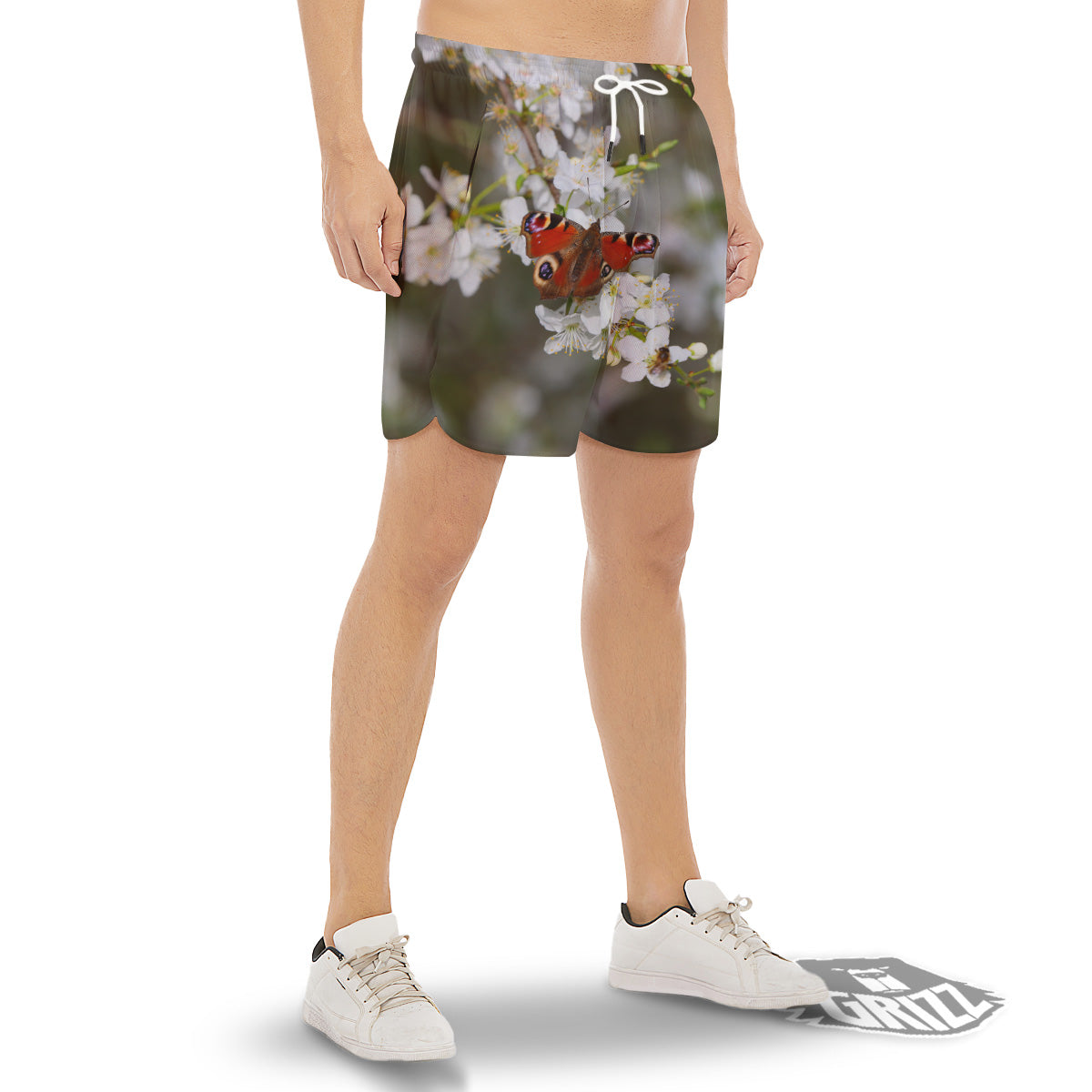 Butterfly Blossom Flower Print Men's Gym Shorts-grizzshop