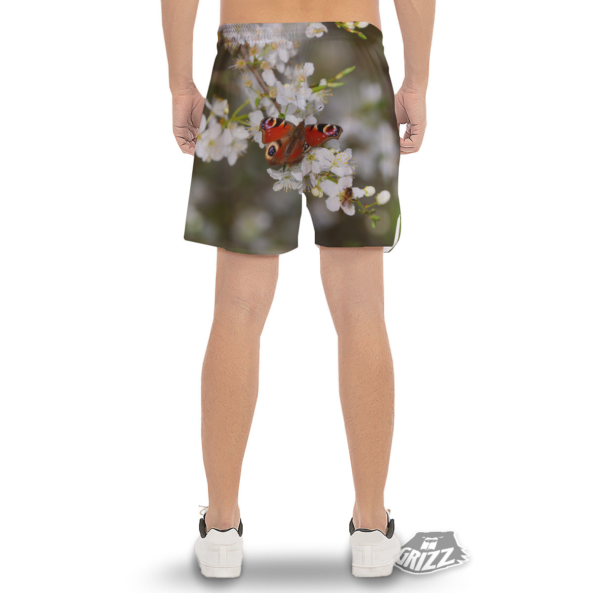 Butterfly Blossom Flower Print Men's Gym Shorts-grizzshop