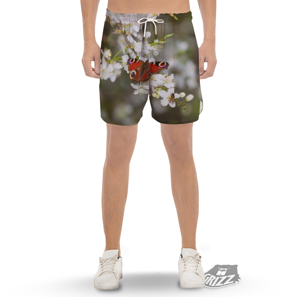 Butterfly Blossom Flower Print Men's Gym Shorts-grizzshop