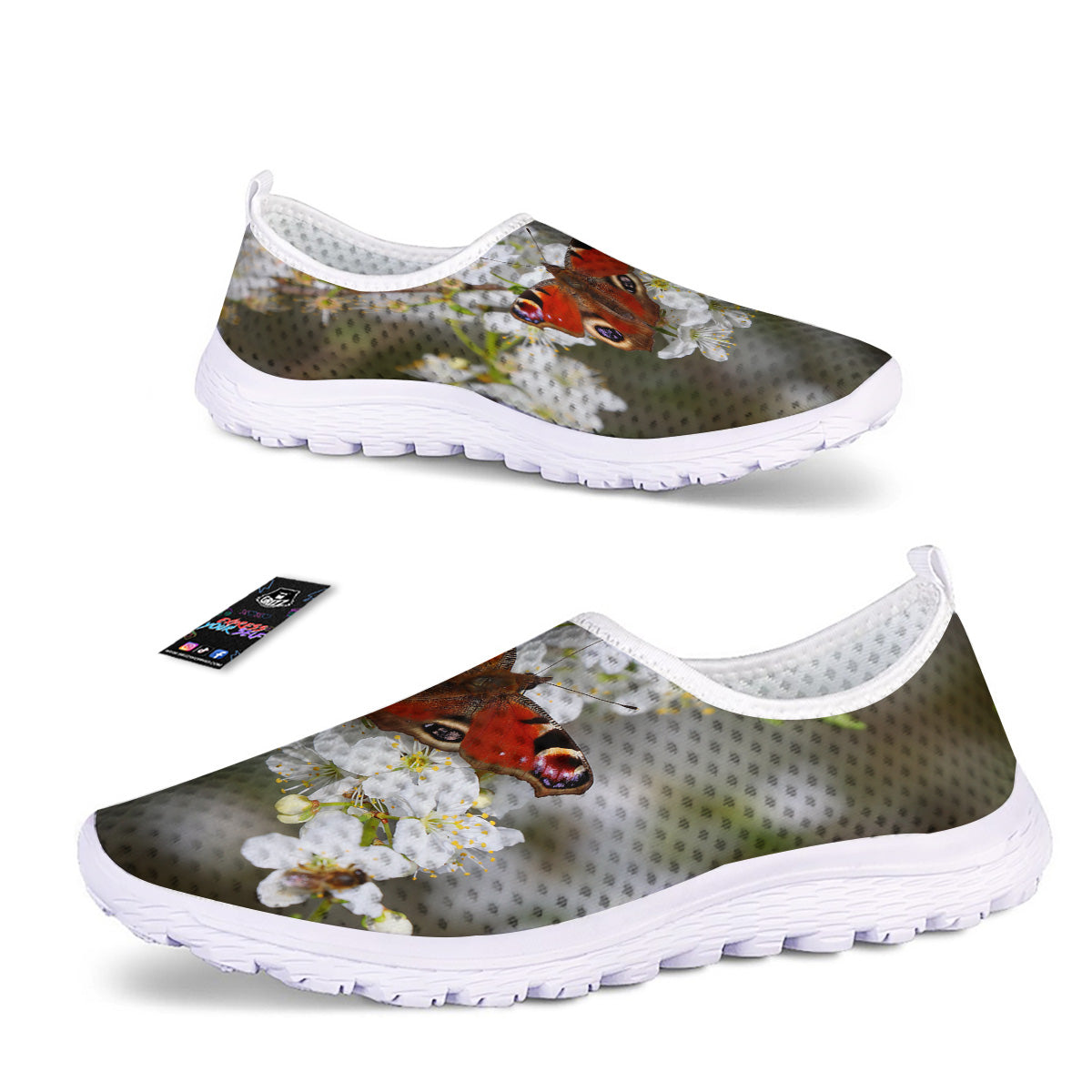 Butterfly Blossom Flower Print Nurse Shoes-grizzshop
