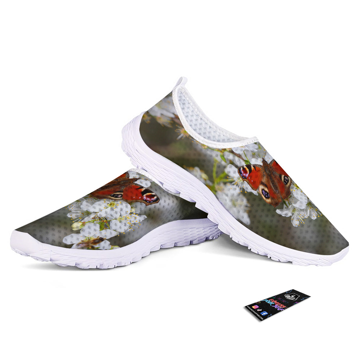 Butterfly Blossom Flower Print Nurse Shoes-grizzshop