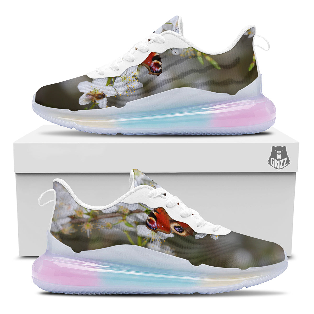 Butterfly Blossom Flower Print Running Sneakers-grizzshop