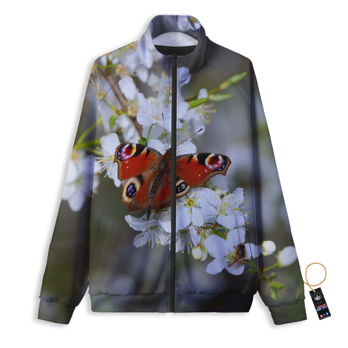 Butterfly Blossom Flower Print Track Jacket-grizzshop