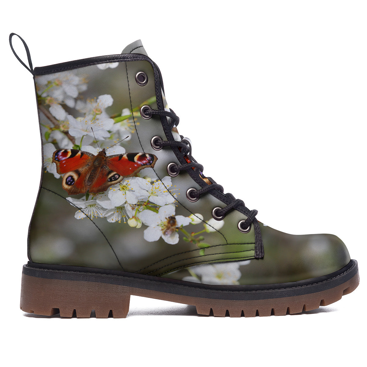 Butterfly Blossom Flower Print Work Boots-grizzshop