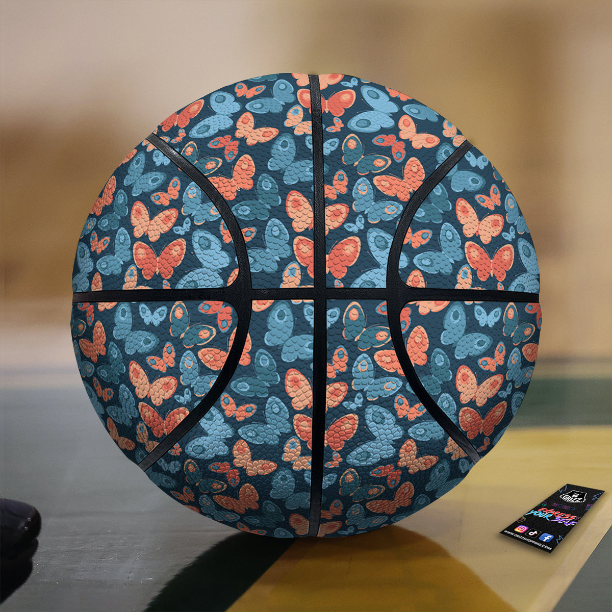 Butterfly Blue And Orange Print Basketball