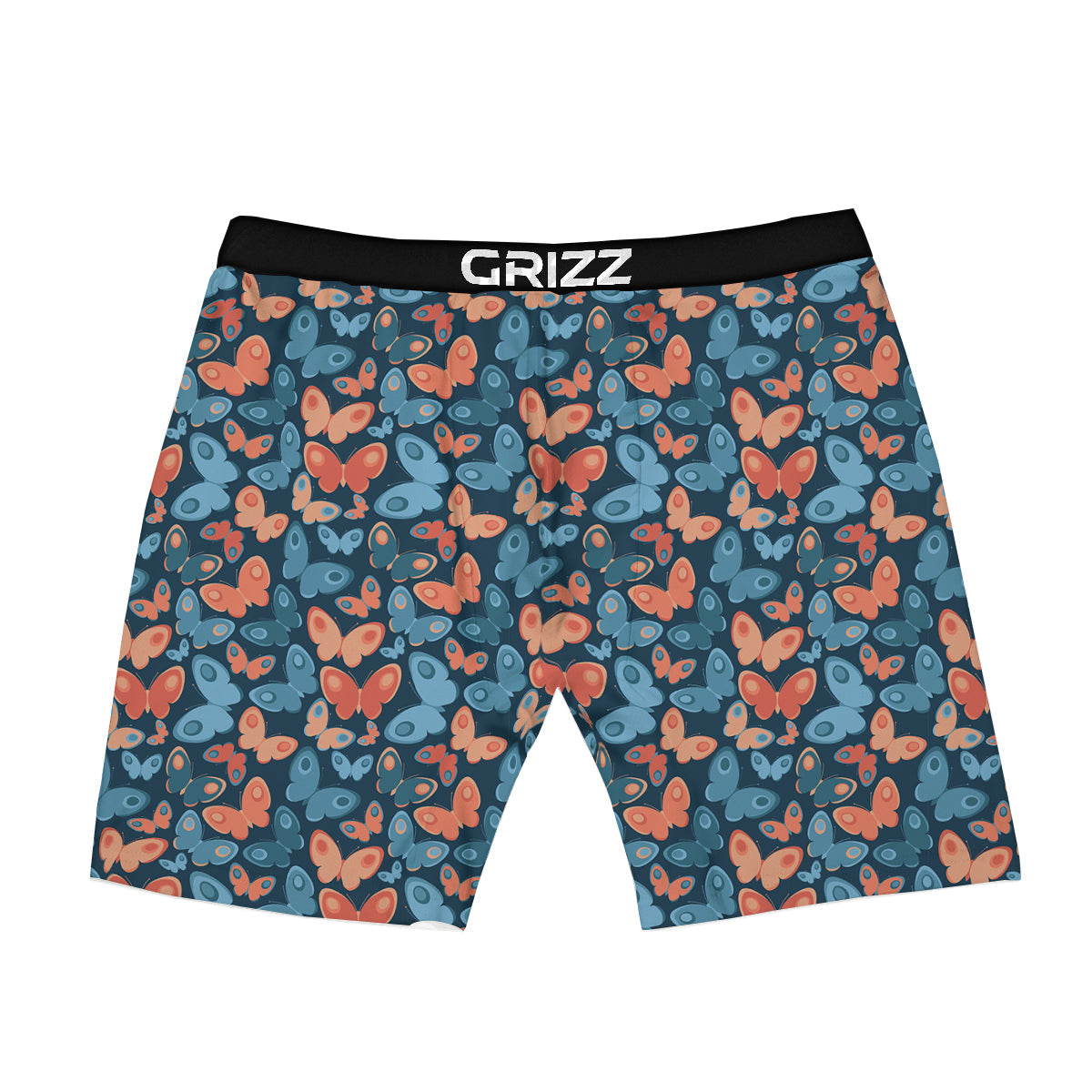 Butterfly Blue And Orange Print Boxer Briefs-grizzshop