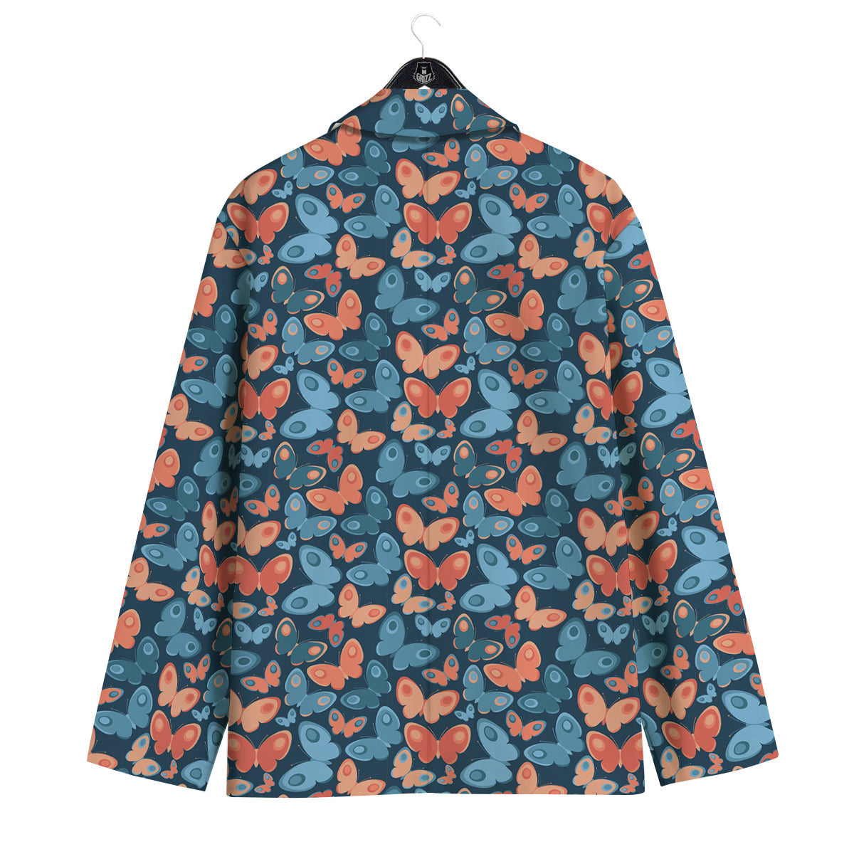 Butterfly Blue And Orange Print Men's Sport Coat-grizzshop