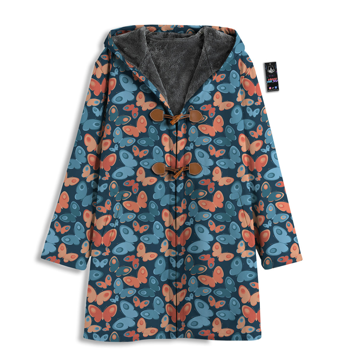 Butterfly Blue And Orange Print Men's Windbreaker Jacket-grizzshop