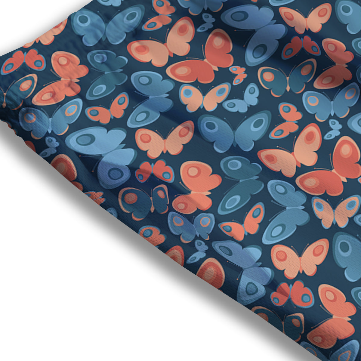 Butterfly Blue And Orange Print Mesh Shorts
