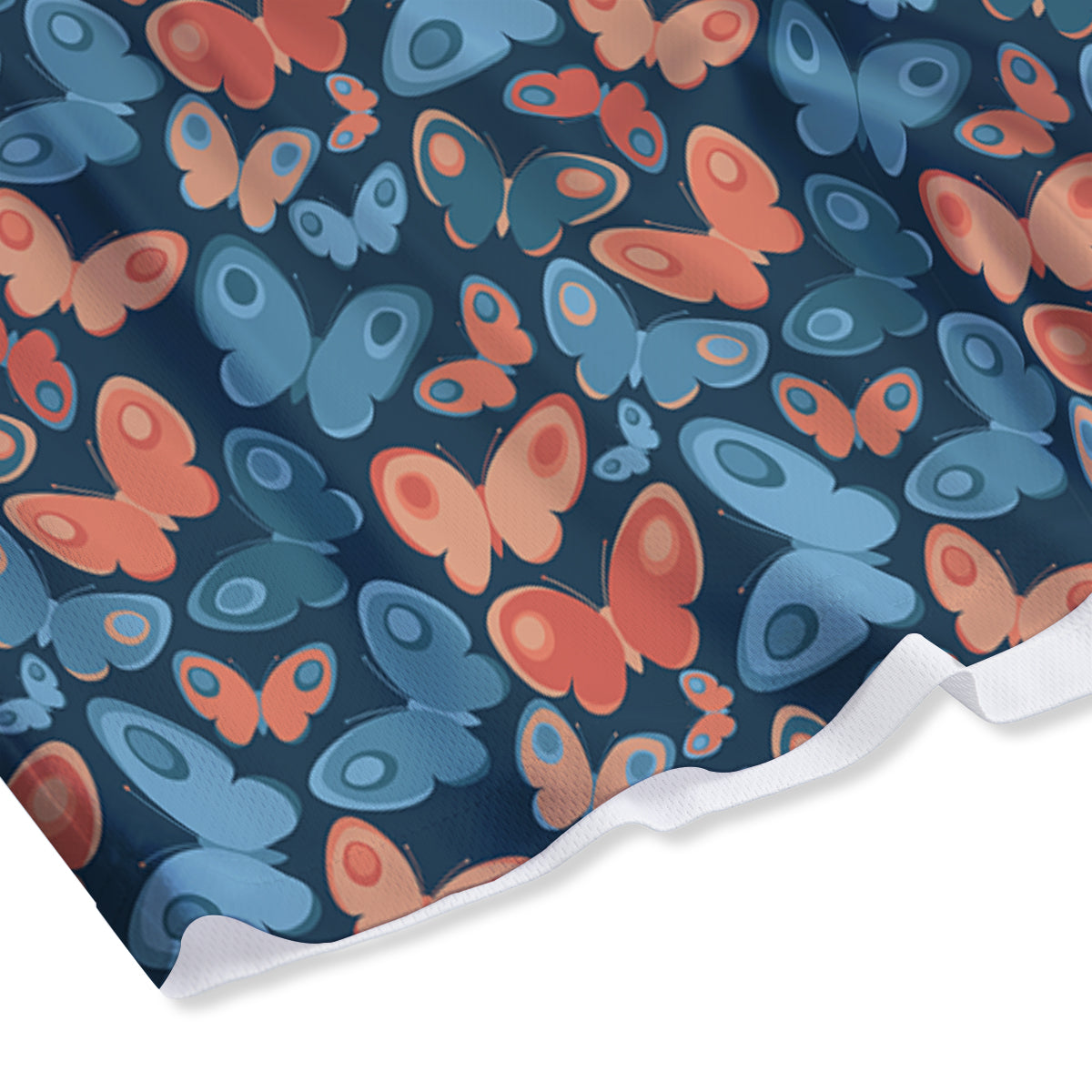 Butterfly Blue And Orange Print Mesh Shorts