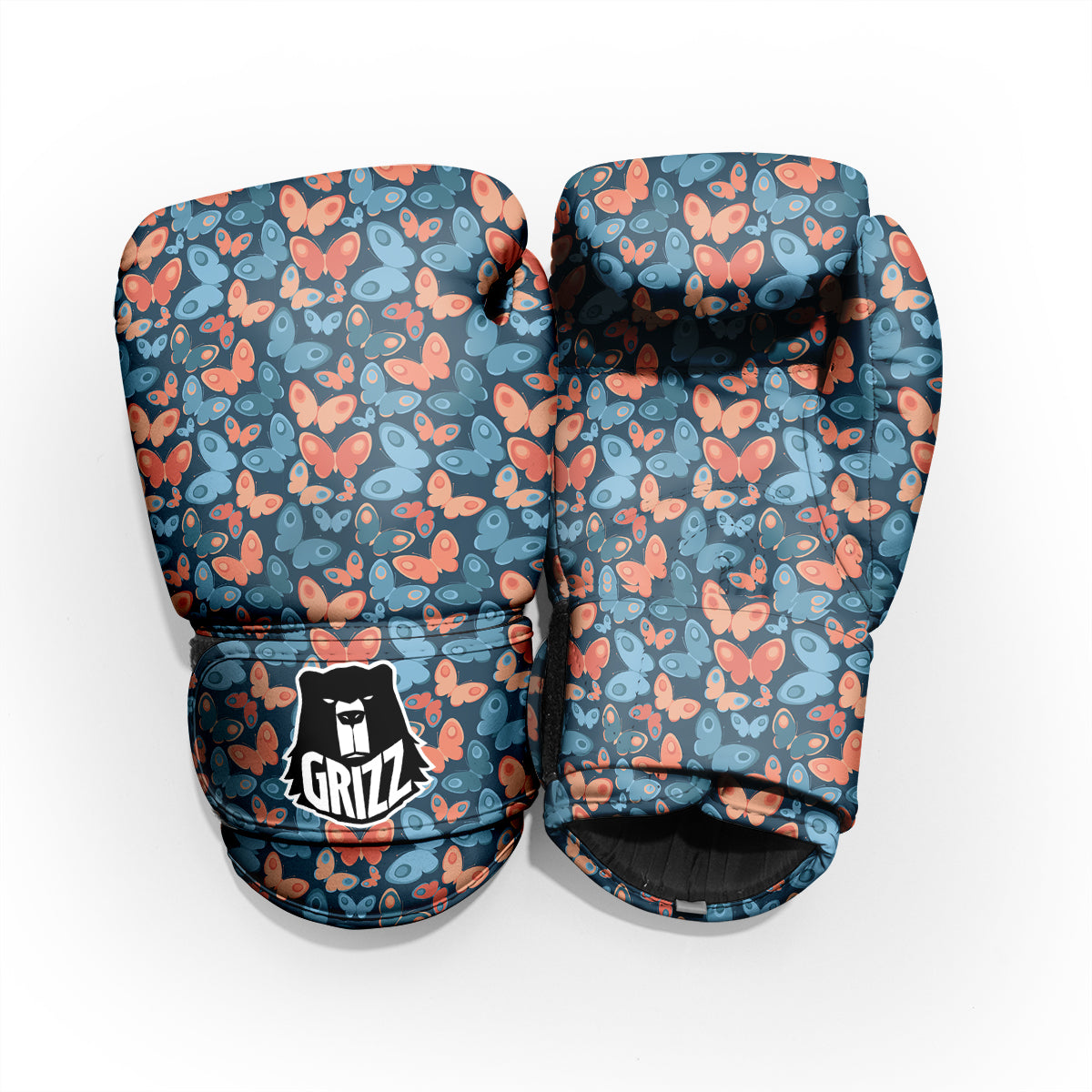 Butterfly Blue And Orange Print Pro Boxing Glove