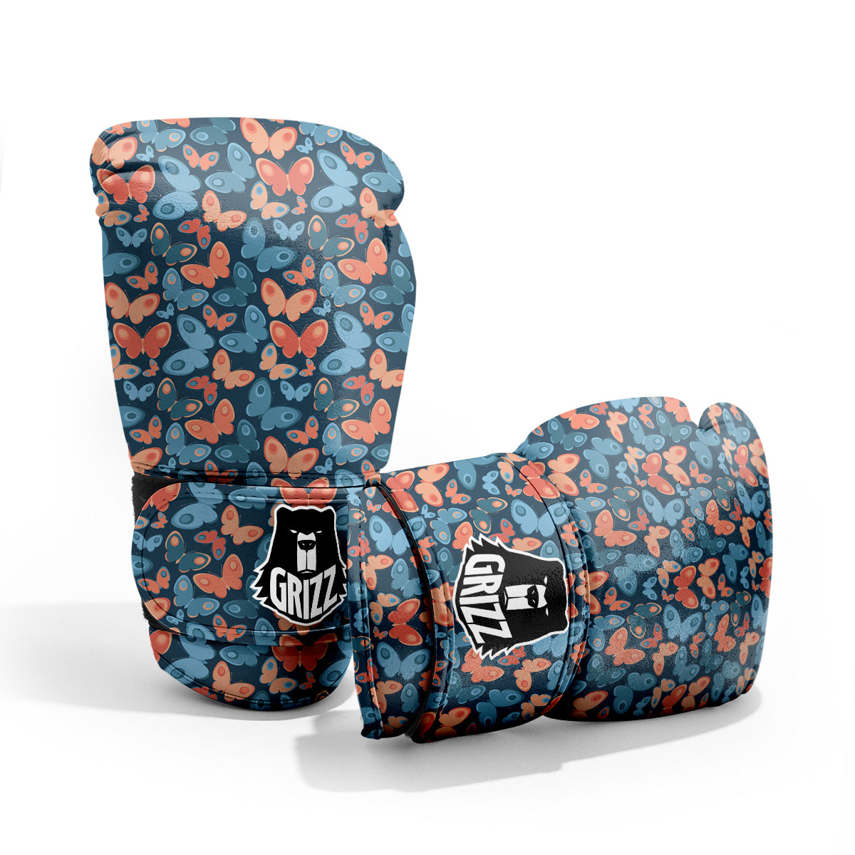 Butterfly Blue And Orange Print Pro Boxing Glove
