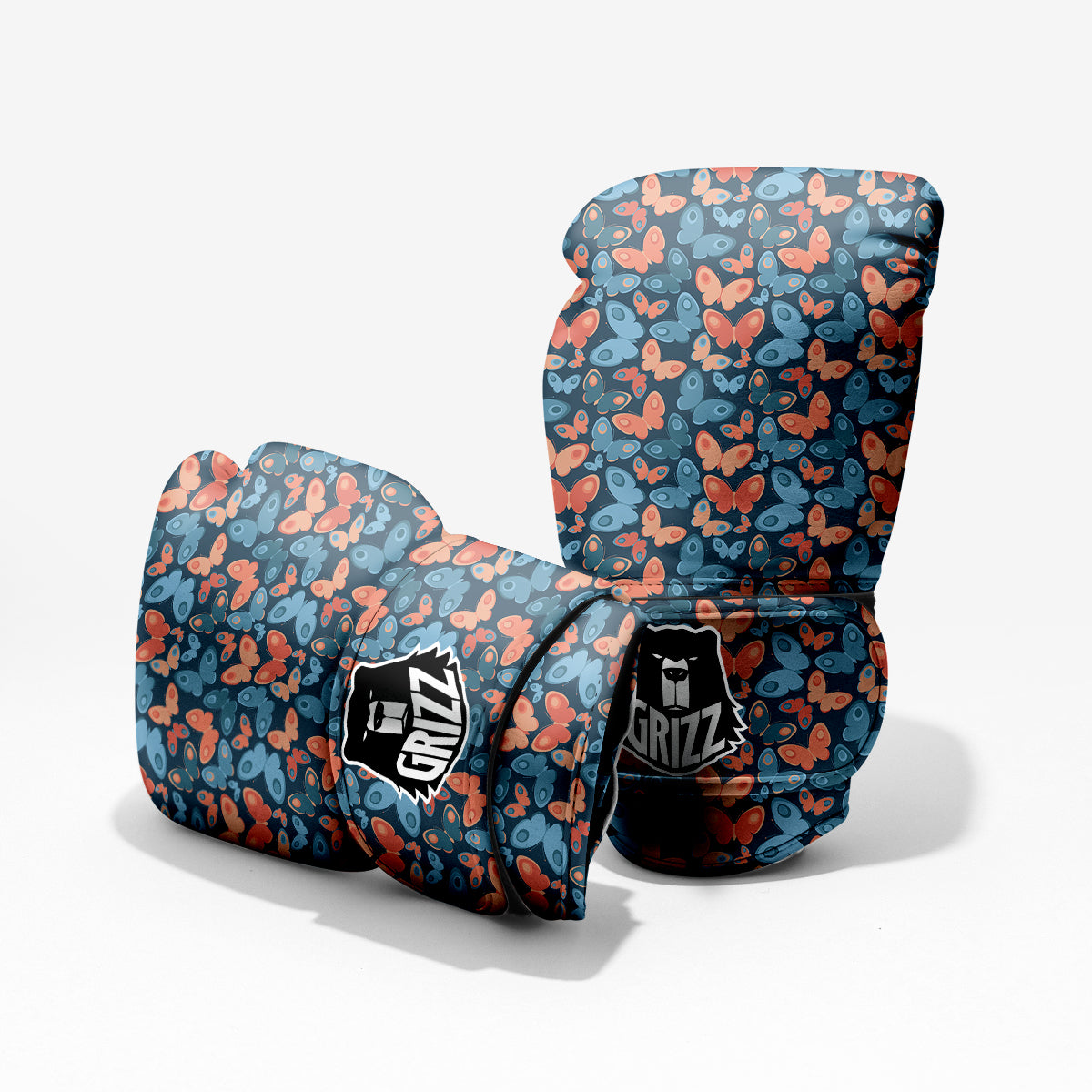Butterfly Blue And Orange Print Pro Boxing Glove