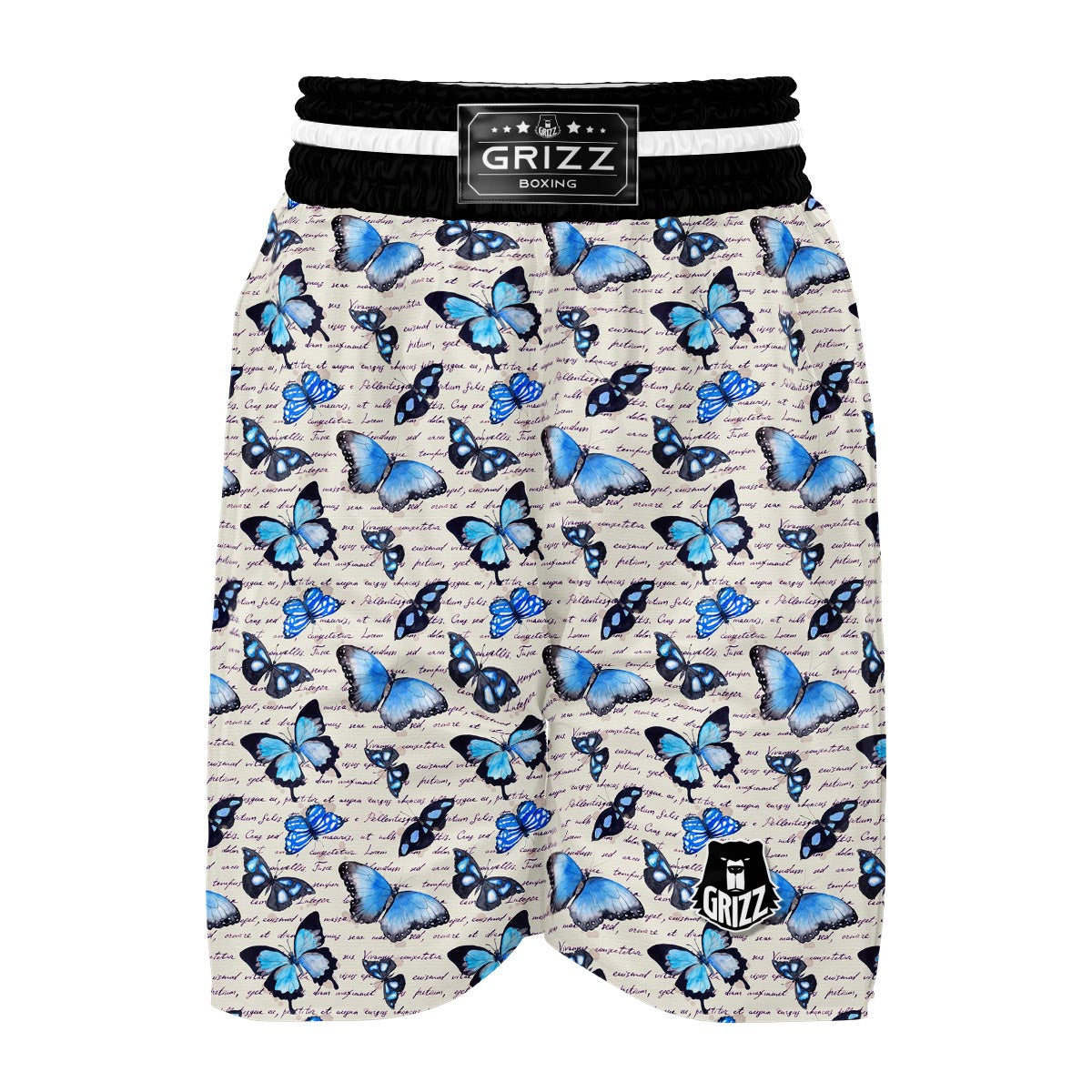 Butterfly Blue Pattern Print Boxing Shorts-grizzshop