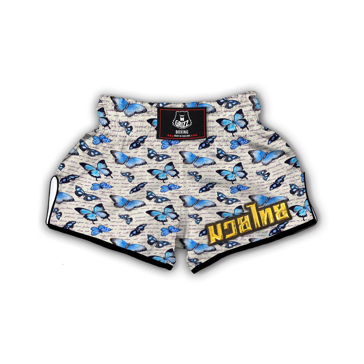 Butterfly Blue Pattern Print Muay Thai Boxing Shorts-grizzshop