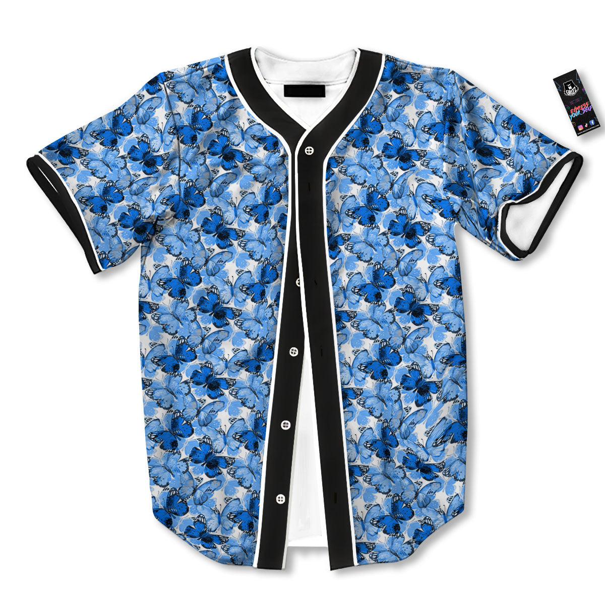 Butterfly Blue Spring Print Pattern Baseball Jersey-grizzshop