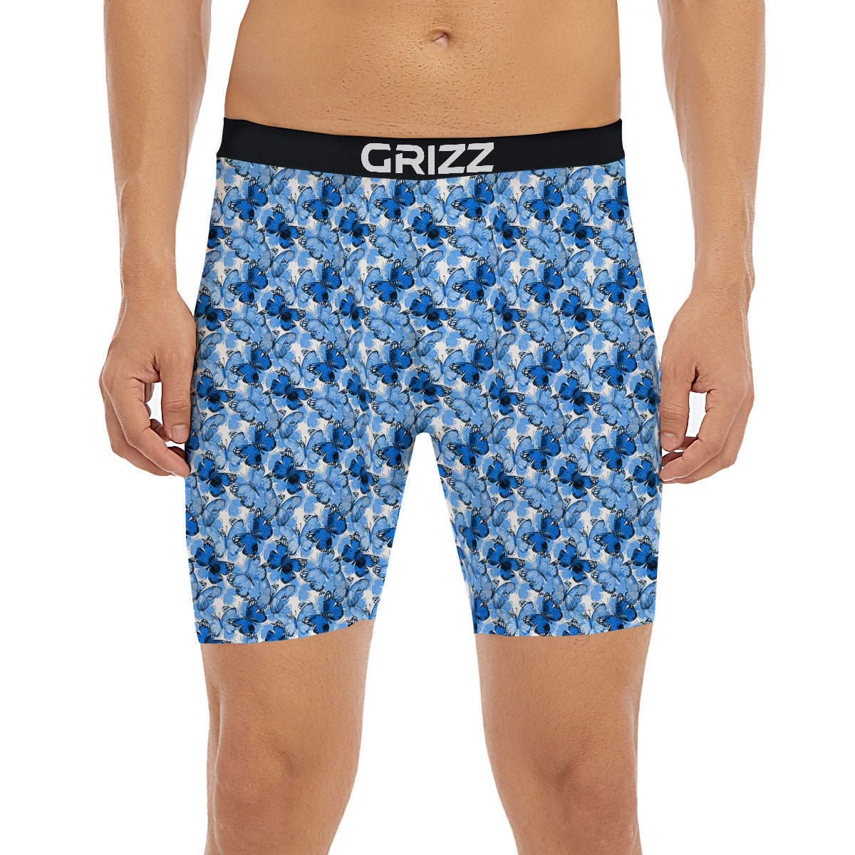 Butterfly Blue Spring Print Pattern Boxer Briefs-grizzshop