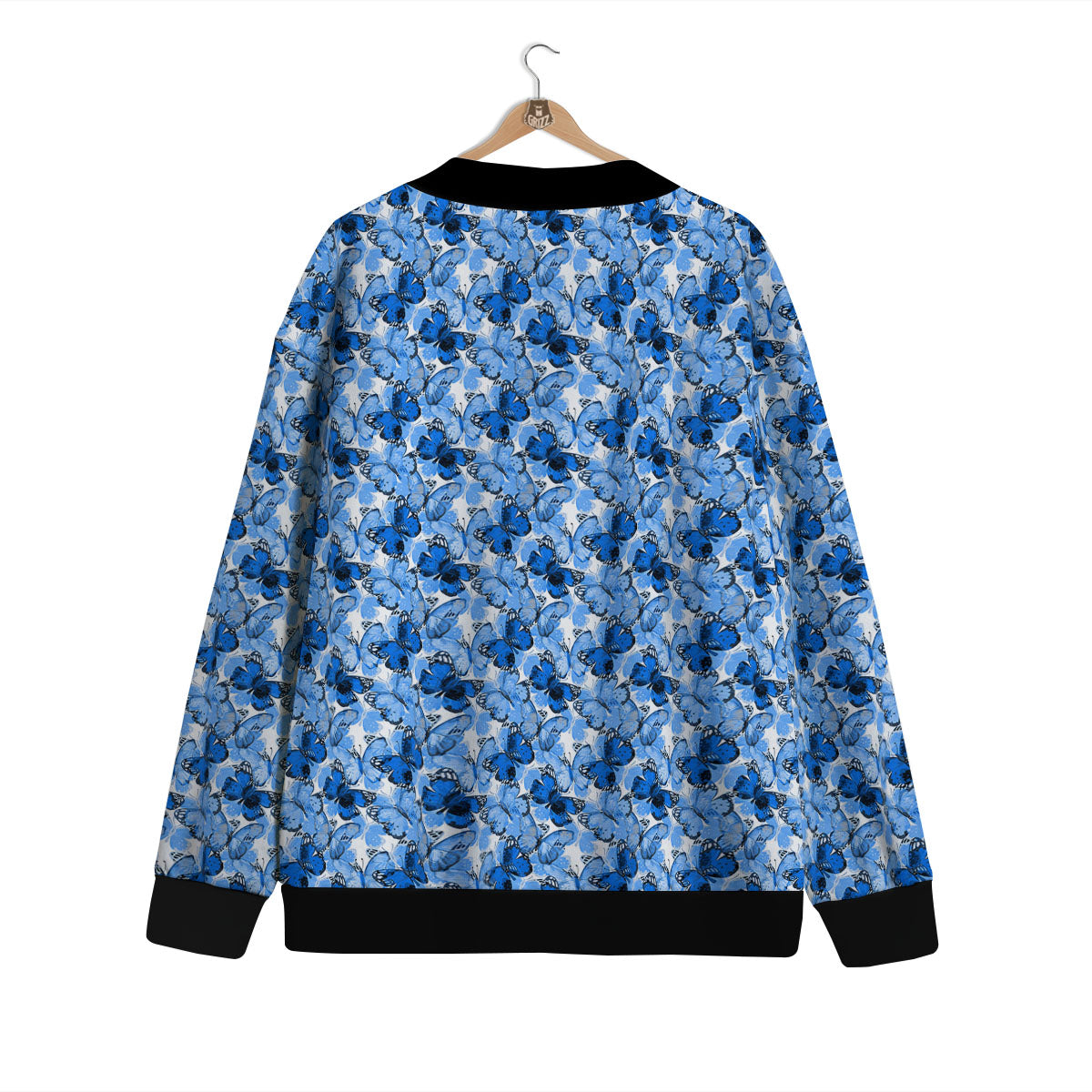 Butterfly Blue Spring Print Pattern Cardigan-grizzshop