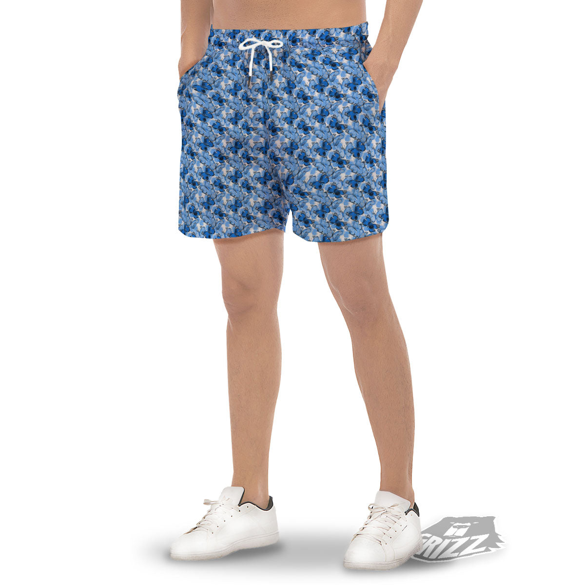 Butterfly Blue Spring Print Pattern Men's Gym Shorts-grizzshop