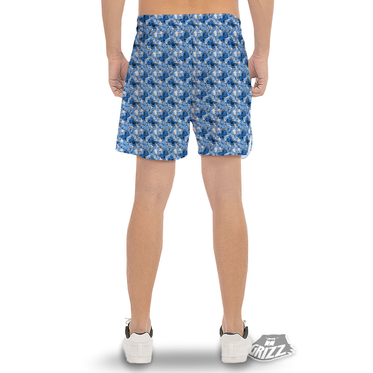 Butterfly Blue Spring Print Pattern Men's Gym Shorts-grizzshop