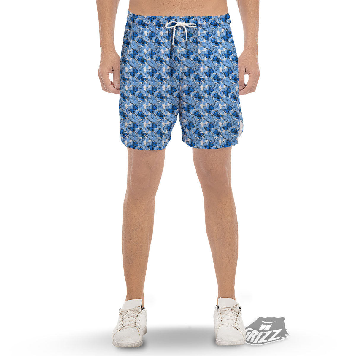 Butterfly Blue Spring Print Pattern Men's Gym Shorts-grizzshop