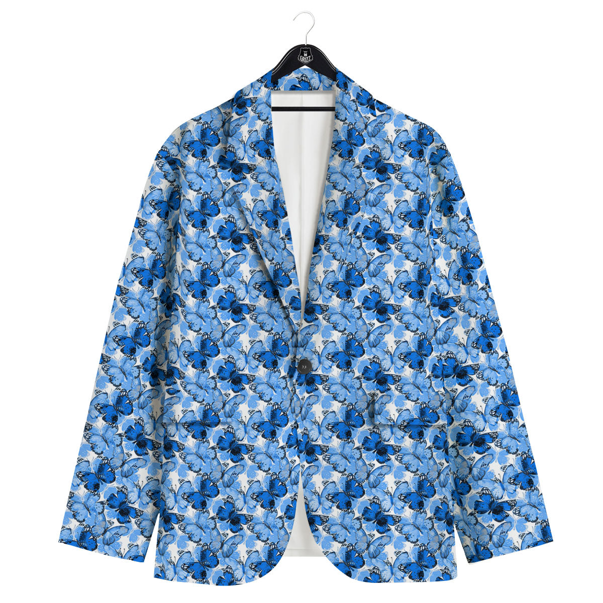 Butterfly Blue Spring Print Pattern Men's Sport Coat-grizzshop