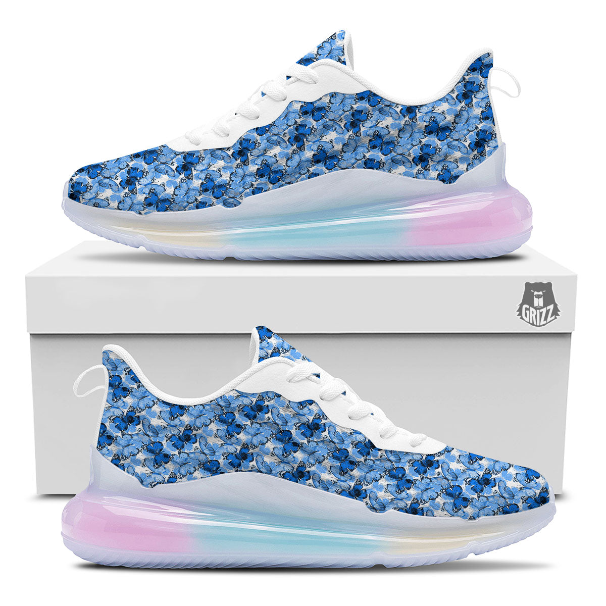 Butterfly Blue Spring Print Pattern Running Sneakers-grizzshop
