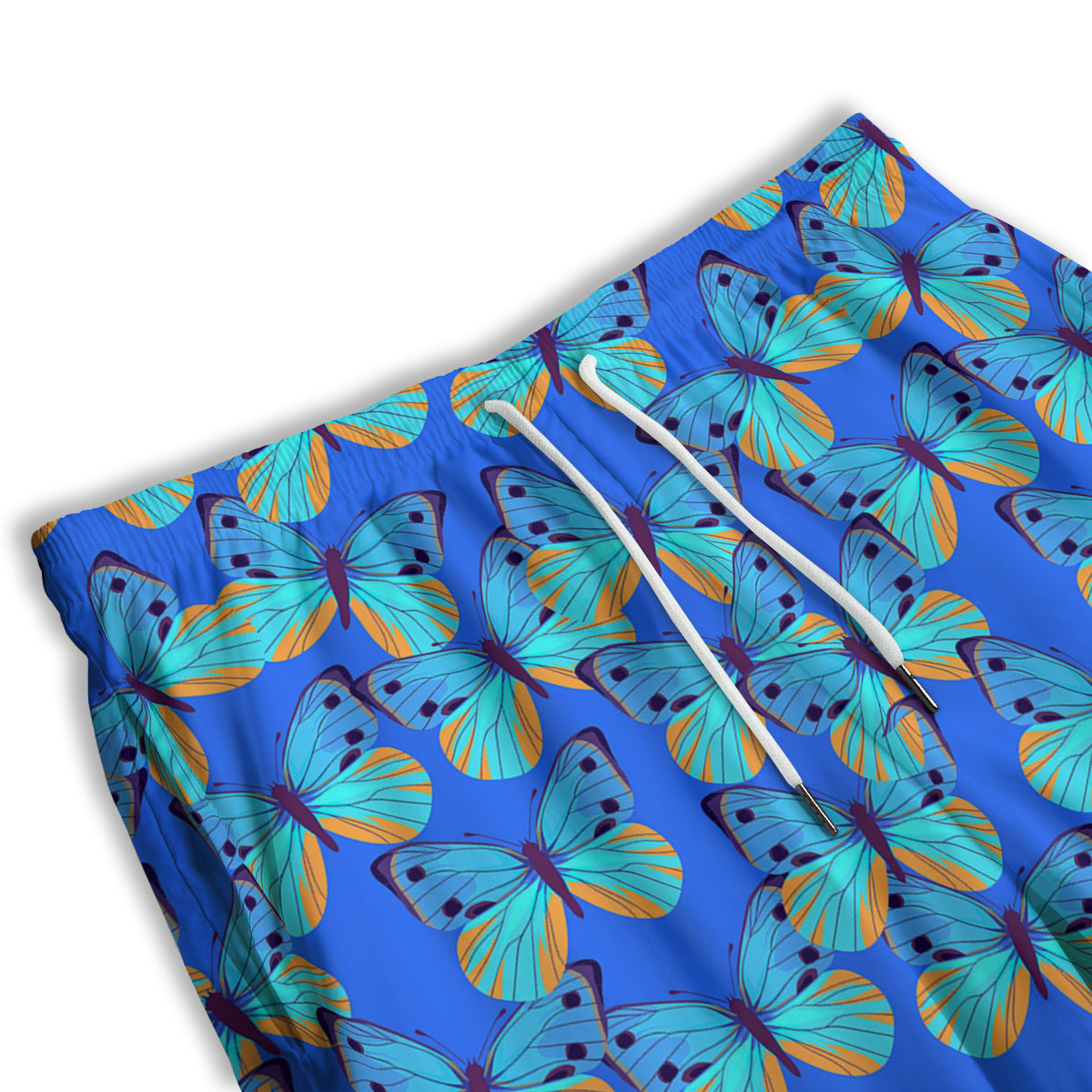 Butterfly Blue Watercolor Print Pattern Men's Athletic Shorts