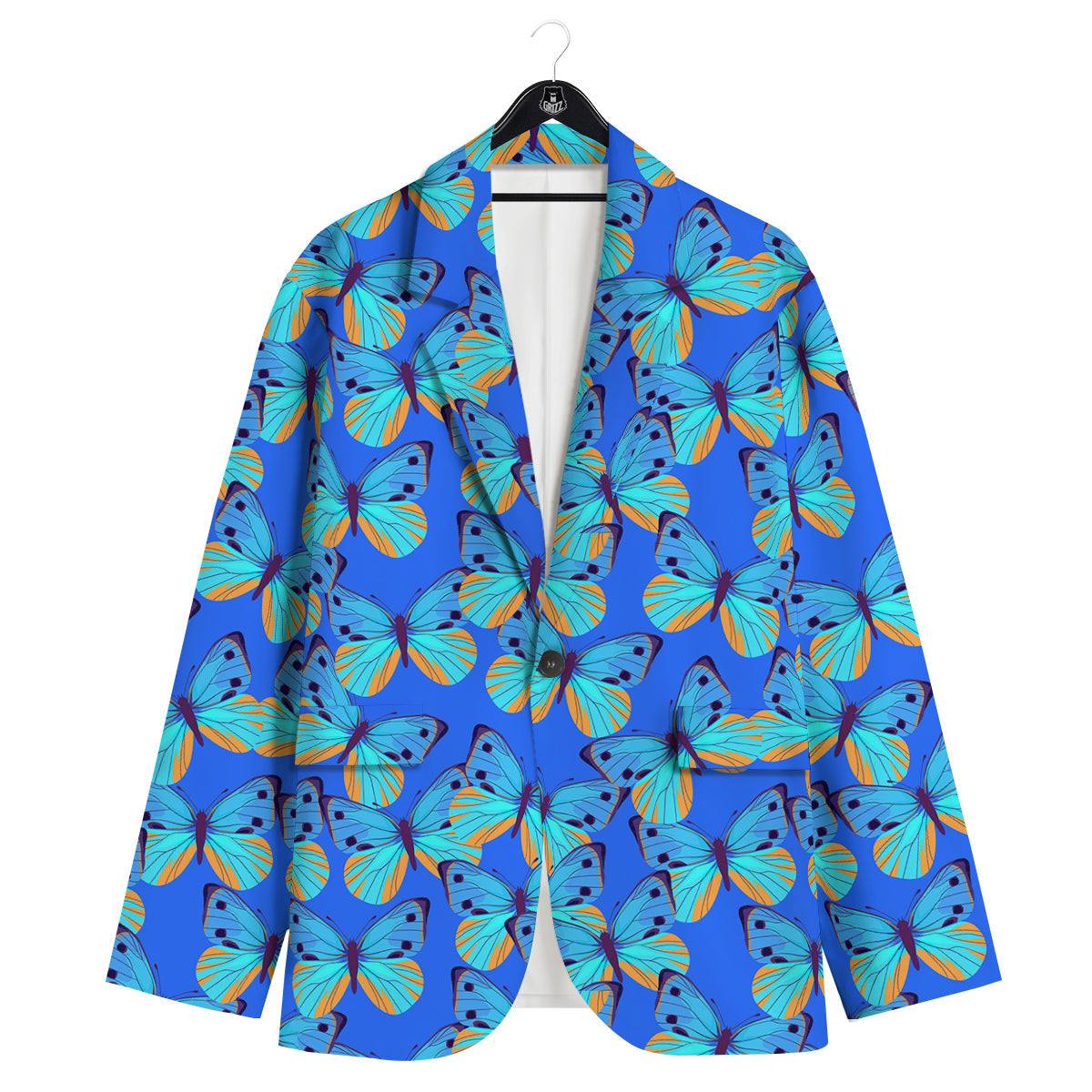 Butterfly Blue Watercolor Print Pattern Men's Sport Coat-grizzshop