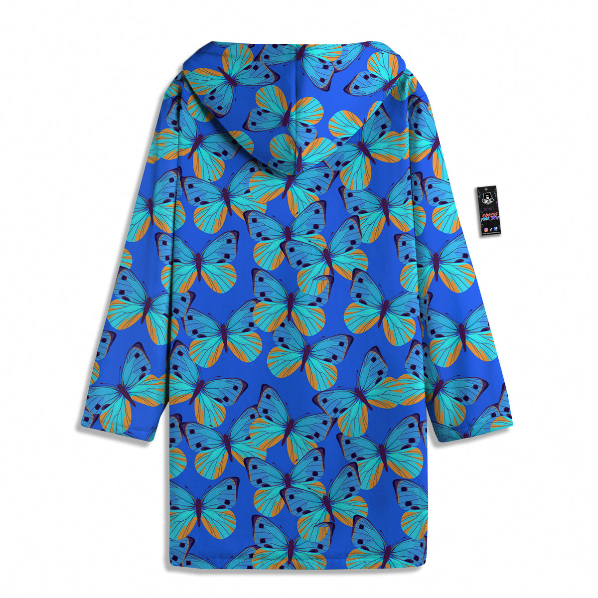 Butterfly Blue Watercolor Print Pattern Men's Windbreaker Jacket-grizzshop