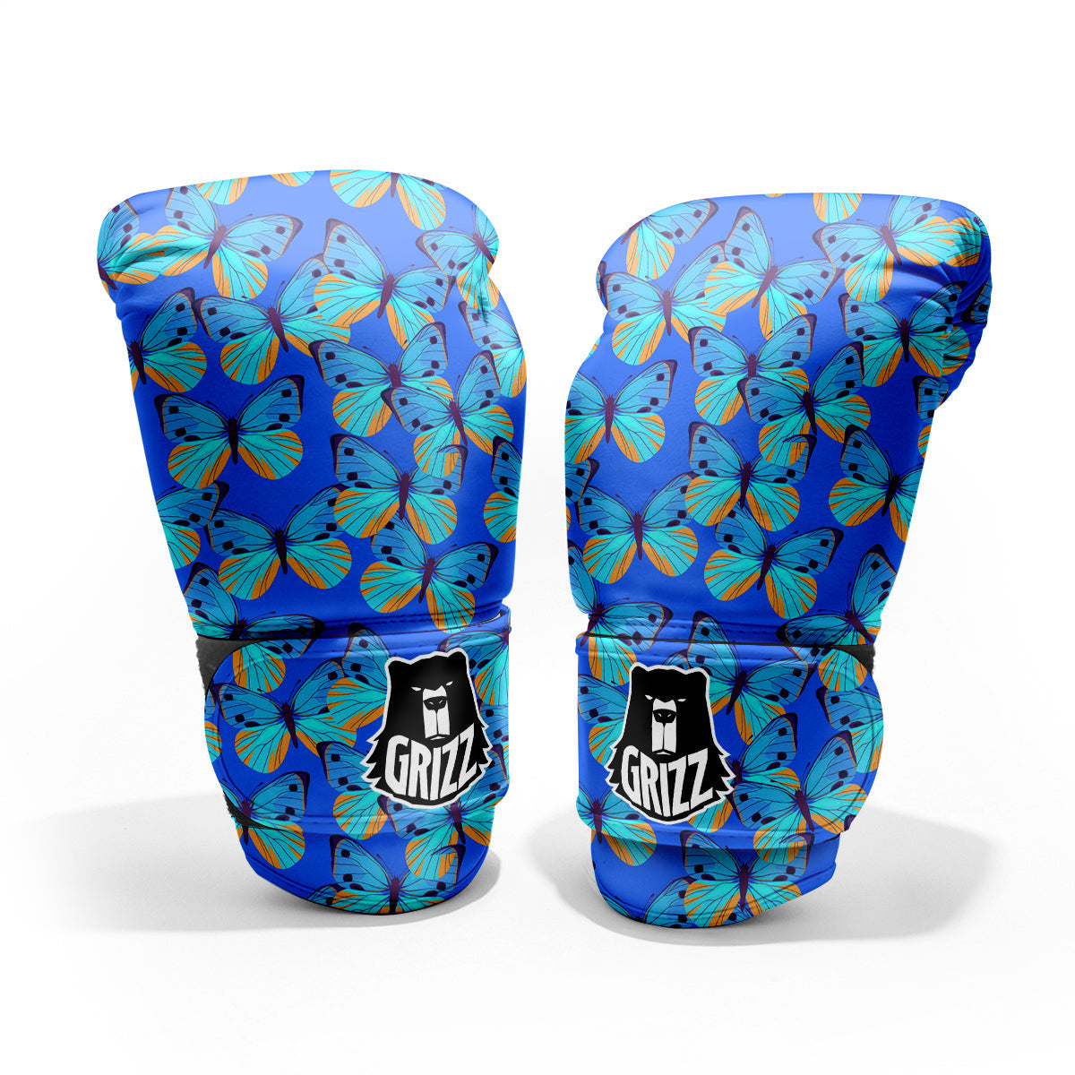 Butterfly Blue Watercolor Print Pattern Pro Boxing Glove