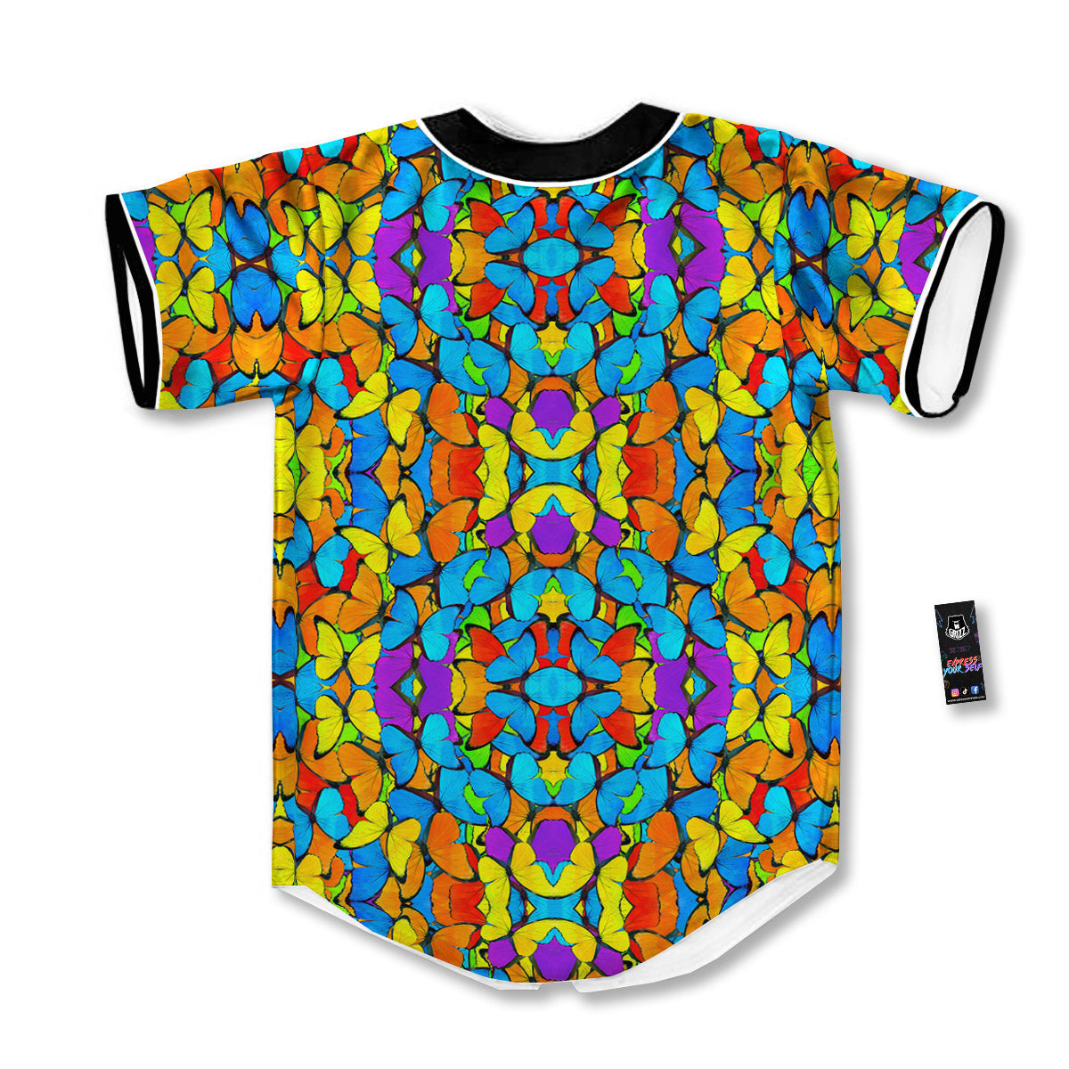 Butterfly Colorful Print Pattern Baseball Jersey-grizzshop