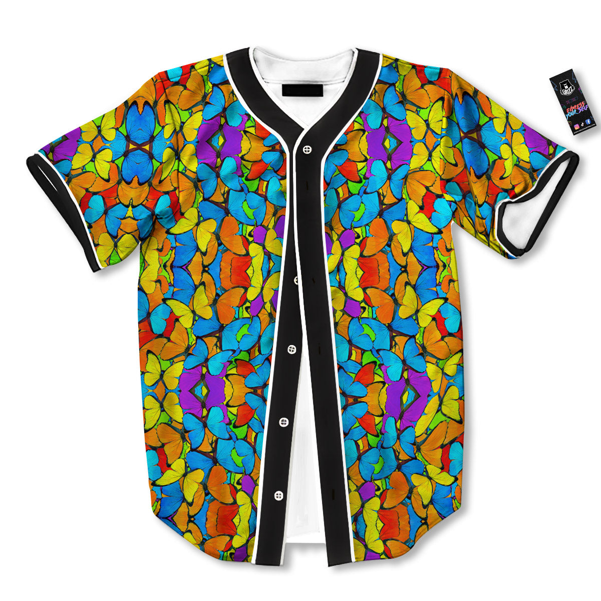 Butterfly Colorful Print Pattern Baseball Jersey-grizzshop