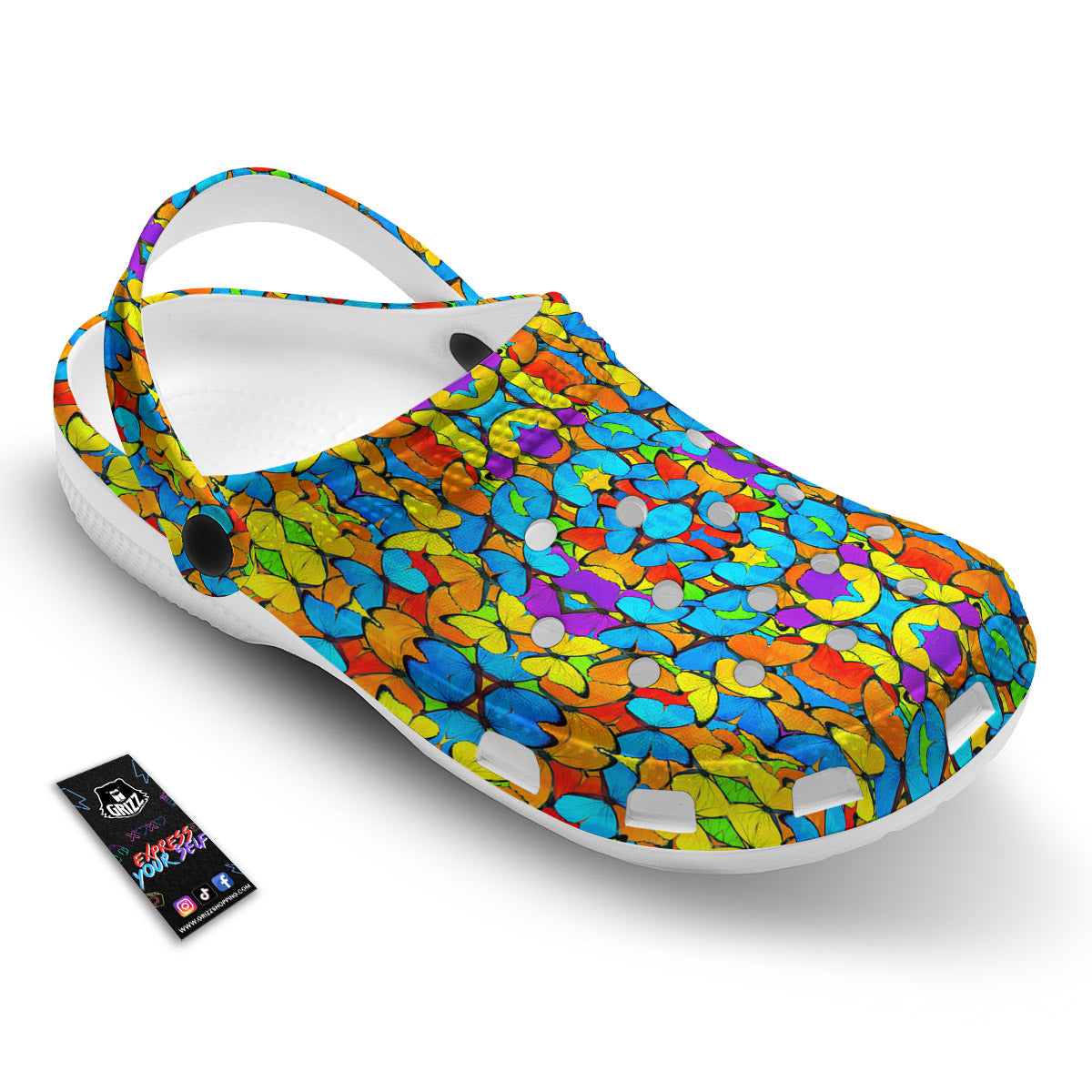 Butterfly Colorful Print Pattern Clog-grizzshop