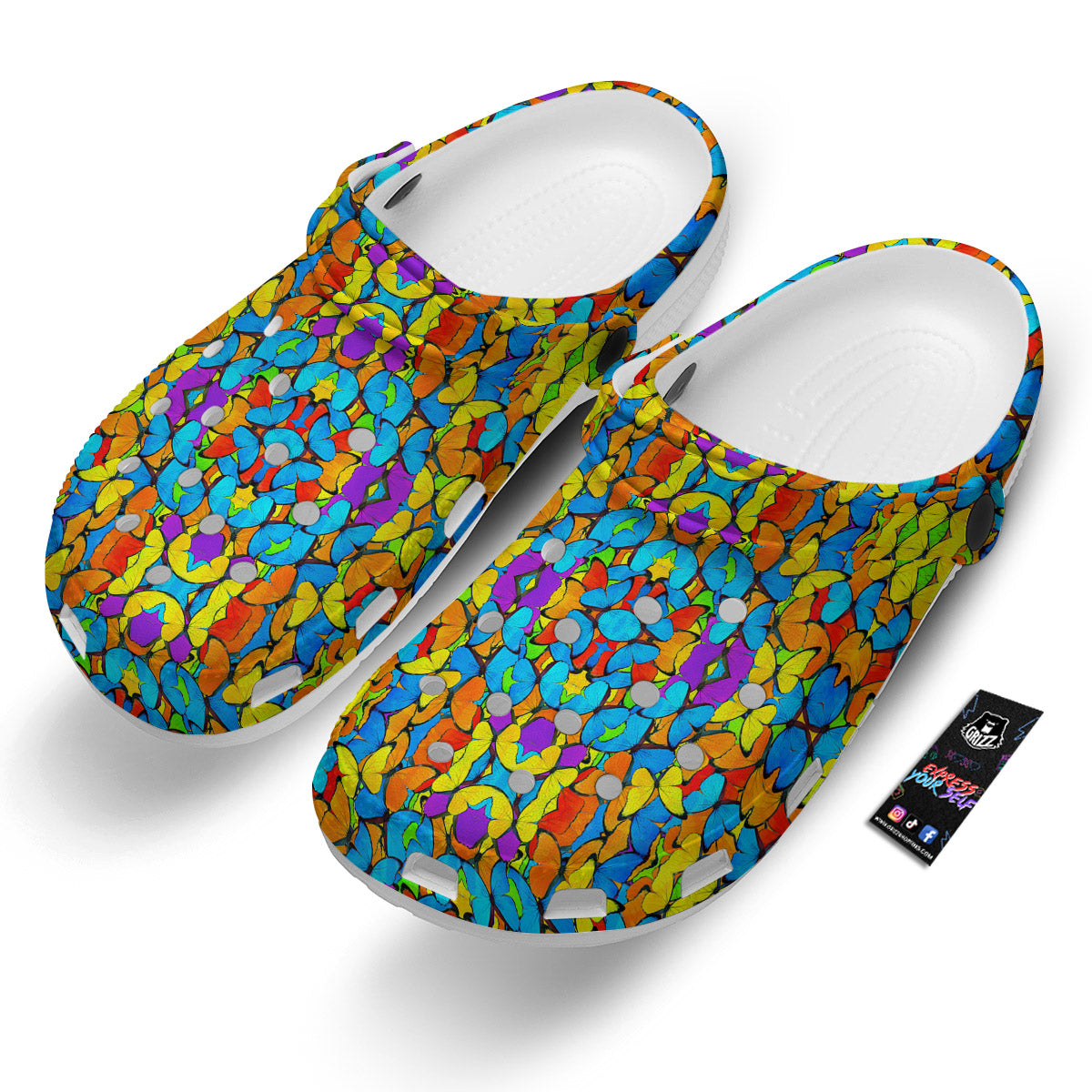 Butterfly Colorful Print Pattern Clog-grizzshop