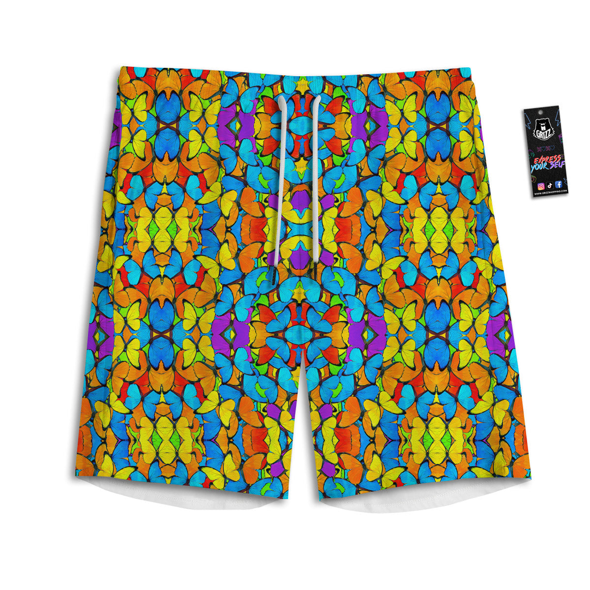 Butterfly Colorful Print Pattern Men's Athletic Shorts