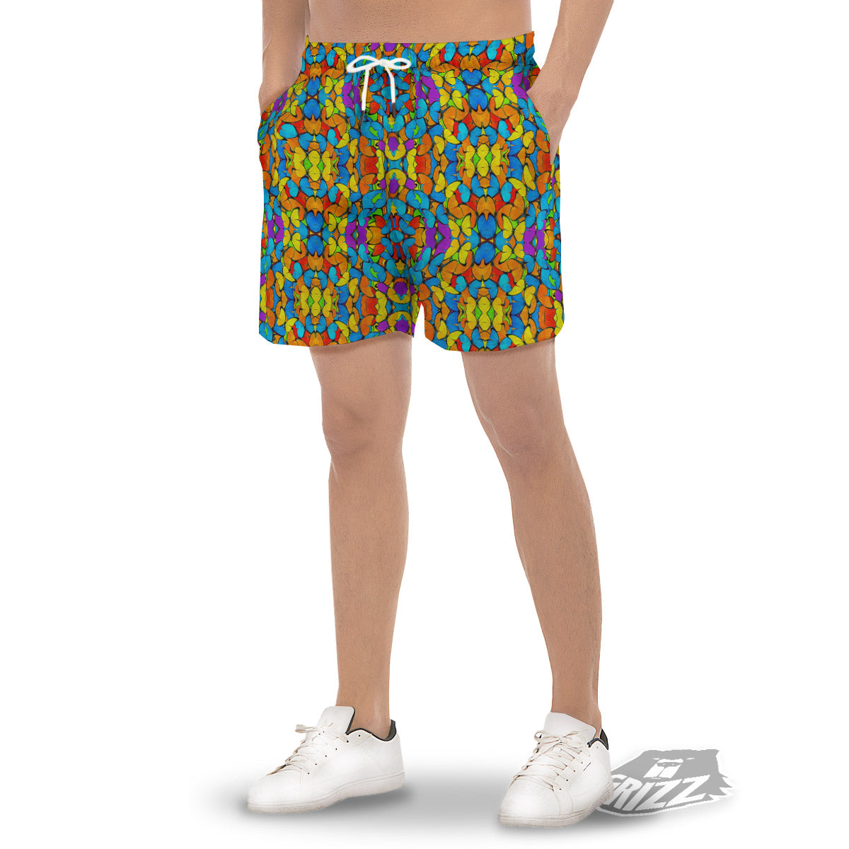 Butterfly Colorful Print Pattern Men's Gym Shorts-grizzshop