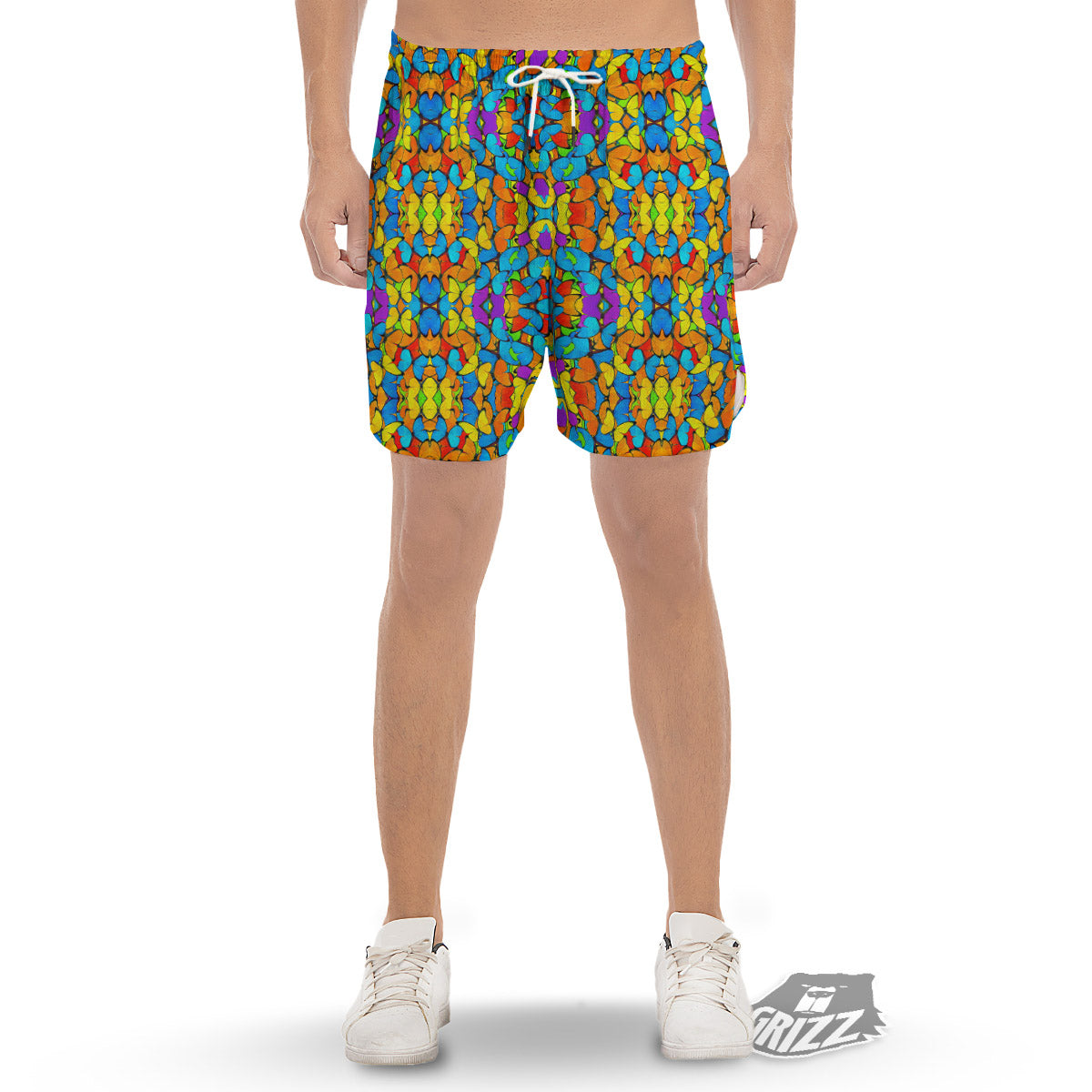 Butterfly Colorful Print Pattern Men's Gym Shorts-grizzshop