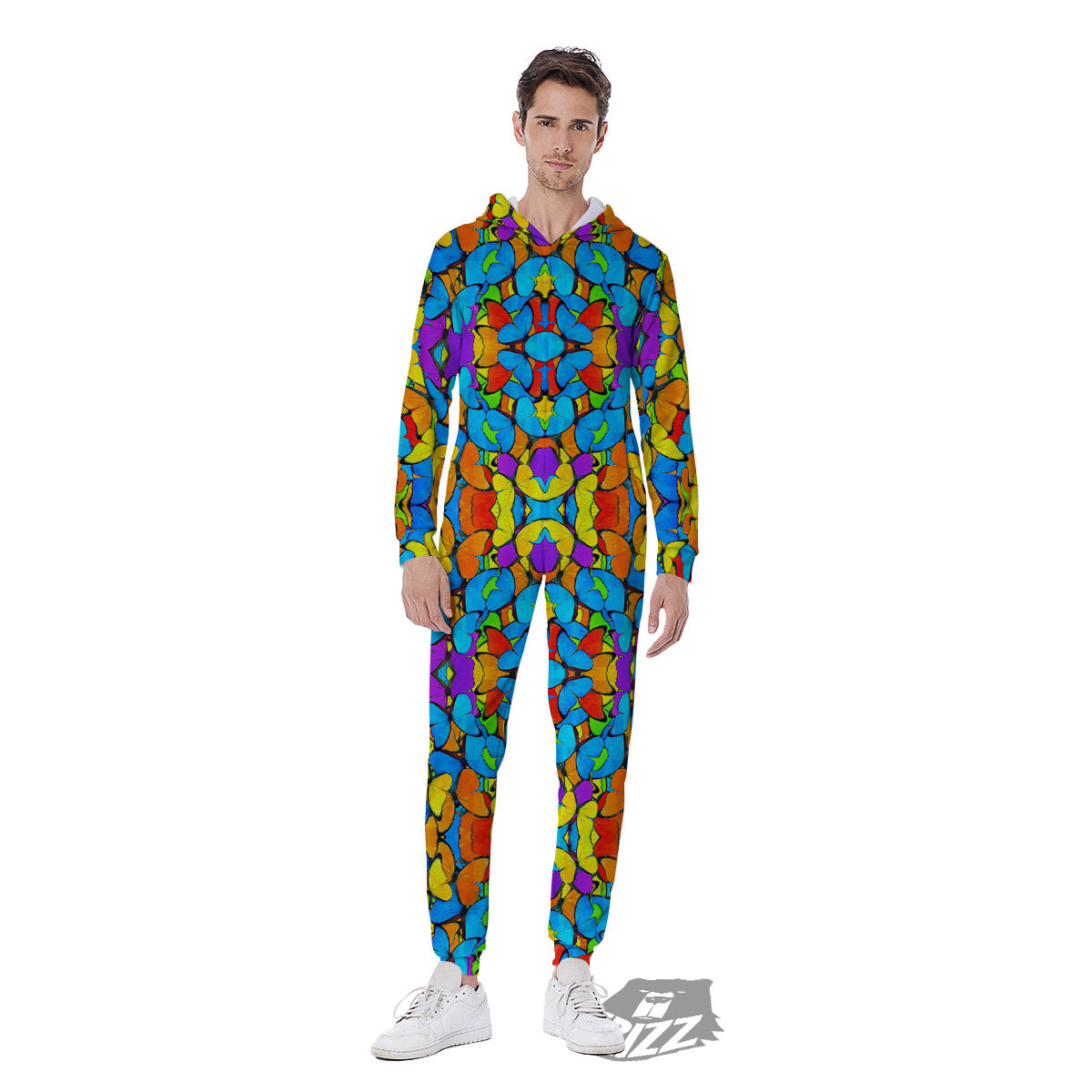Butterfly Colorful Print Pattern Men's Jumpsuit-grizzshop