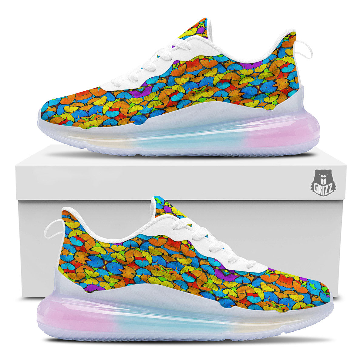 Butterfly Colorful Print Pattern Running Sneakers-grizzshop
