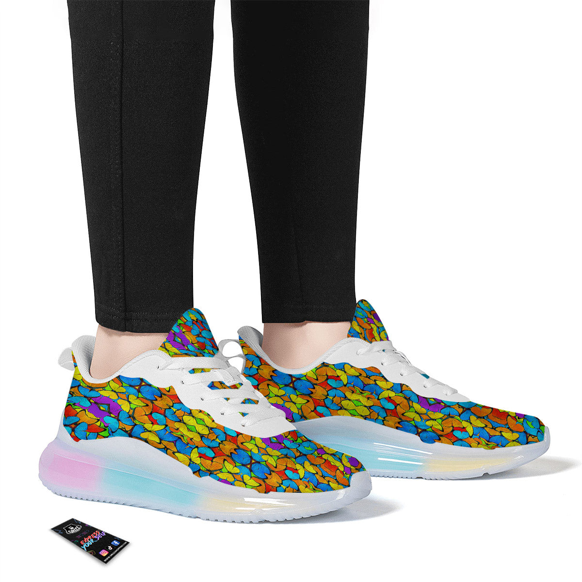 Butterfly Colorful Print Pattern Running Sneakers-grizzshop
