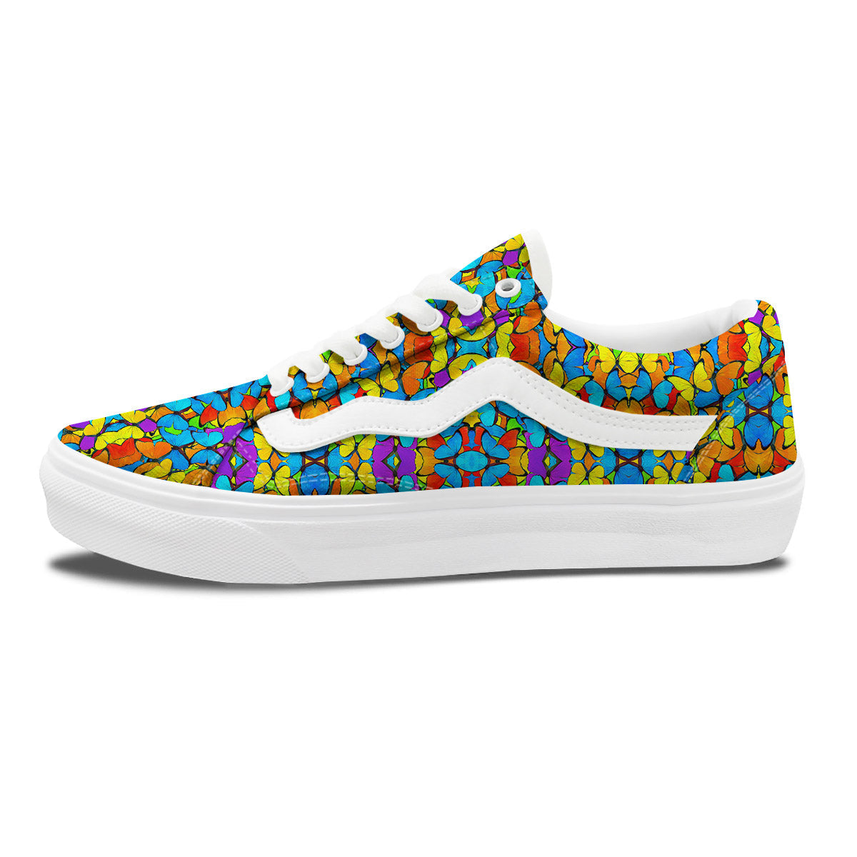 Butterfly Colorful Print Pattern Skate Shoes-grizzshop