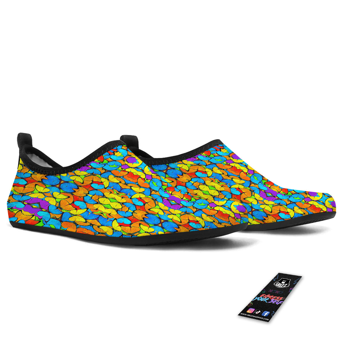Butterfly Colorful Print Pattern Water Shoes-grizzshop