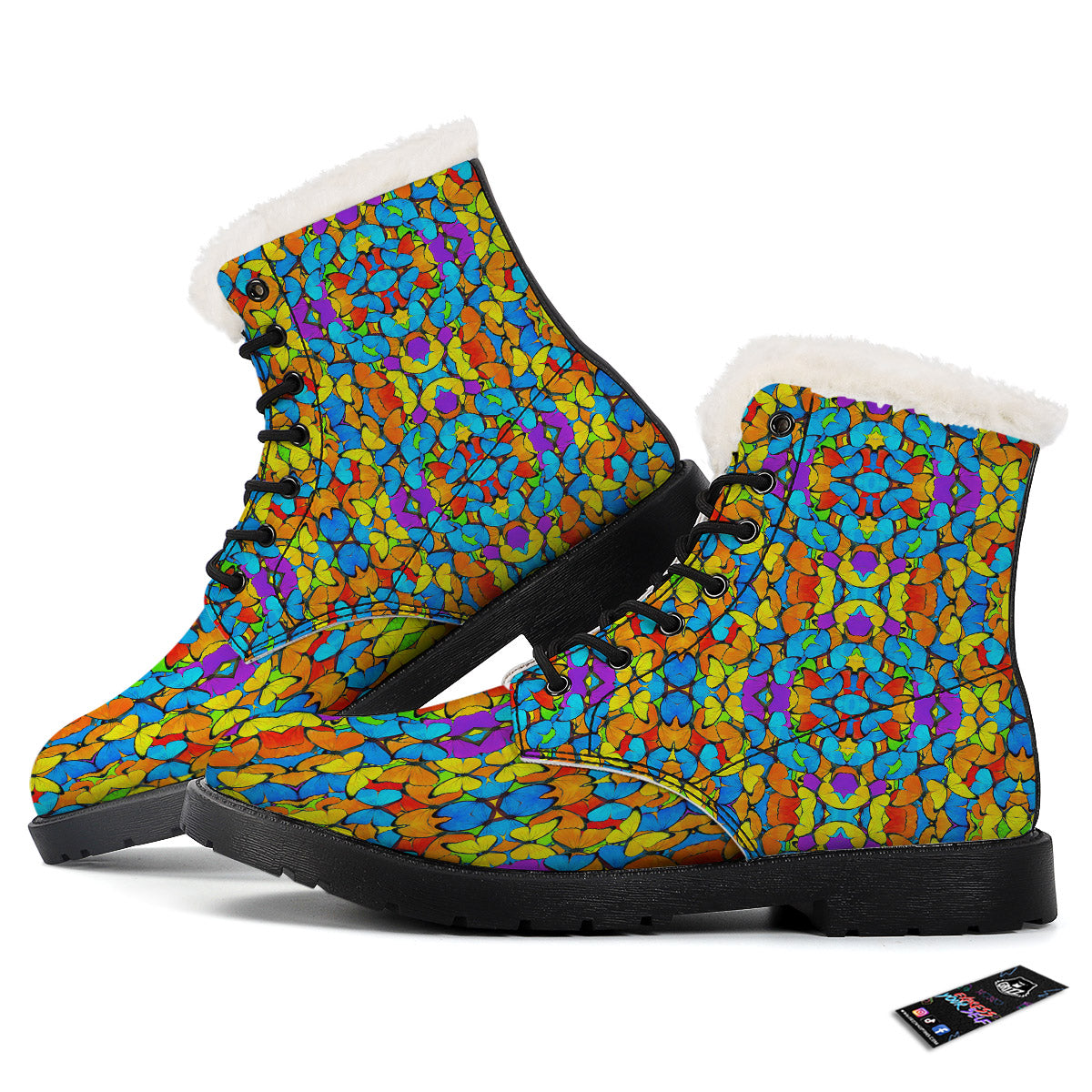 Butterfly Colorful Print Pattern Winter Boots-grizzshop